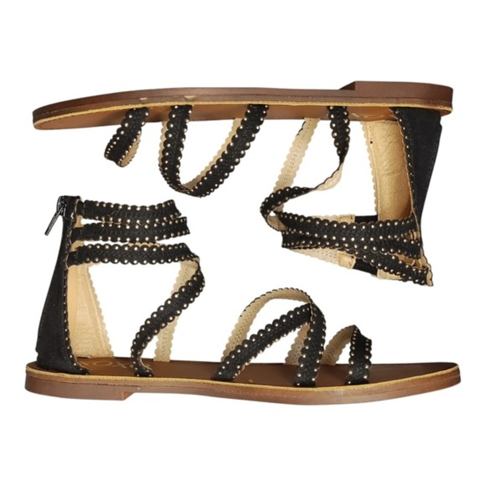 XOXO Colton Gladiator Sandals Womens US 7M Brown Black Studded Detail Back Zip